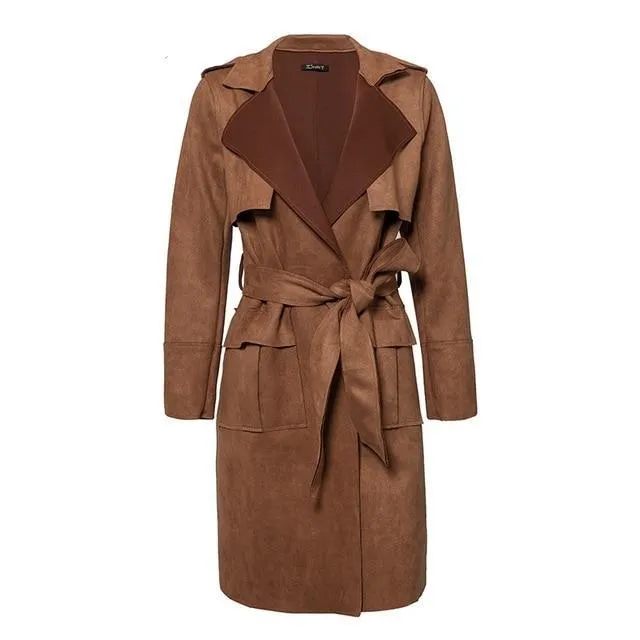 "The Luxe" Vegan Suede Trench Coat