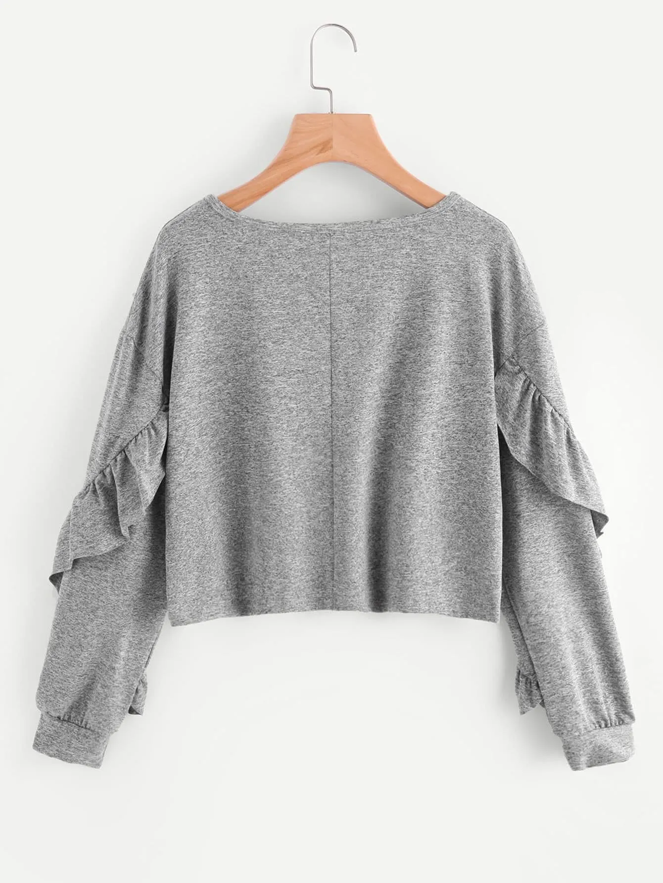 "Tulip" ruffle detail pullover crop sweater