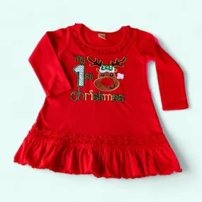 Red Christmas Dress | First Christmas Baby Girls Dress | Long Sleeve Red Christmas Girl Dress | Knit Girls dress | Long Sleeve Girls Dress