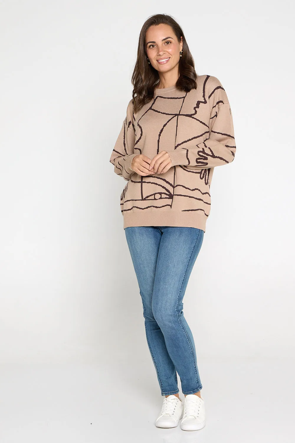 Rena Knit Jumper - Mocha Print