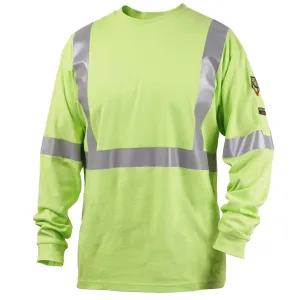 Revco TF2511-LM 7 oz. Lime FR Cotton Long Sleeve NFPA 2112 & NFPA 70E w/ Reflective Tape Shirt