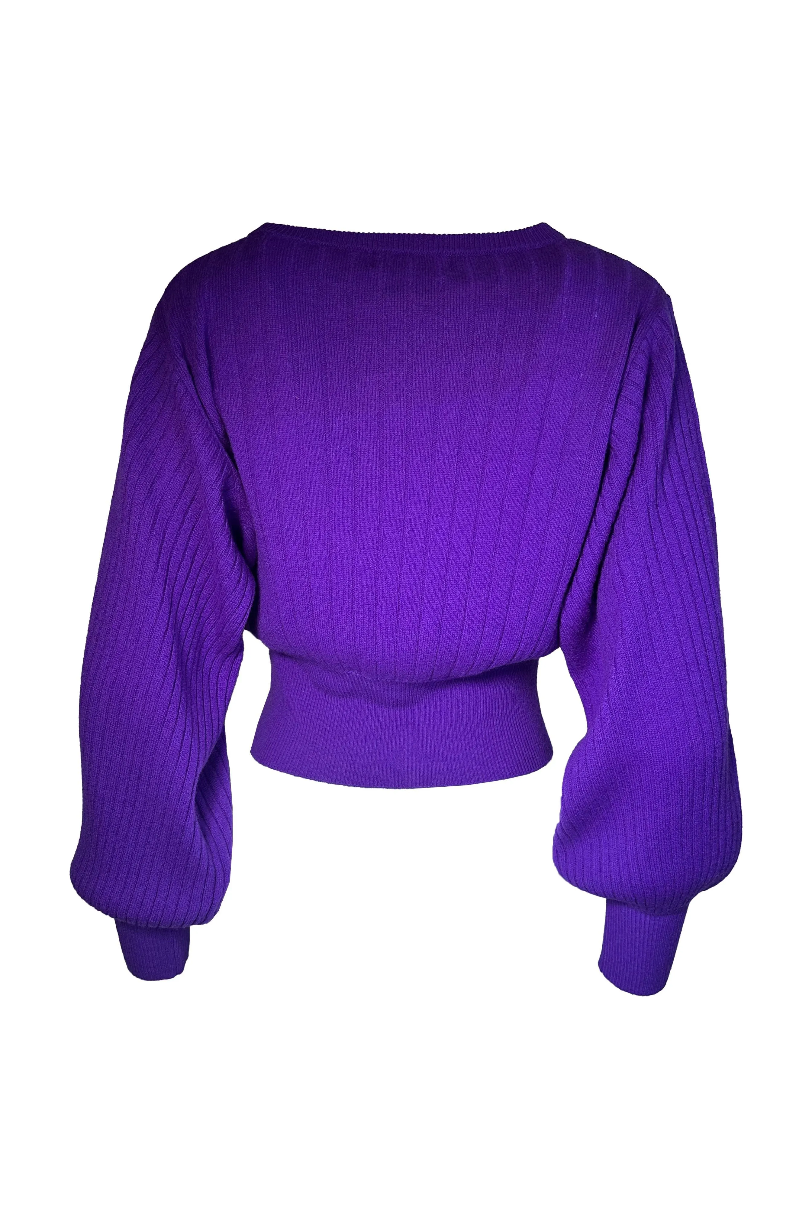 Robertson Madison 100% Cashmere Prauge Lux Balloon Cropped Sweater CCC24-007 | Purple