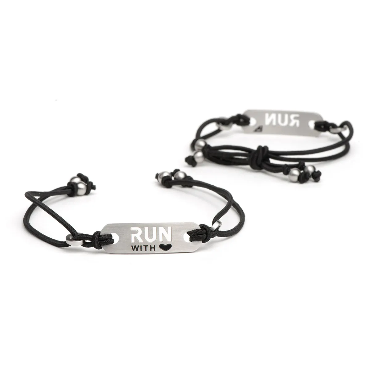 RUN with Heart Running Bracelet - Adjustable Stretch - Black or Pink