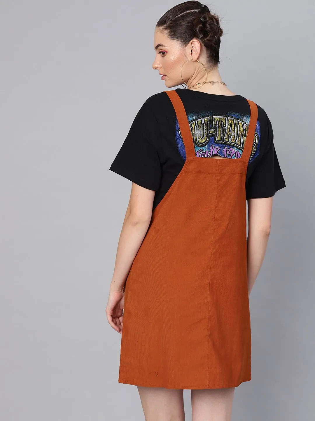 Rust Corduroy Pinafore Dress