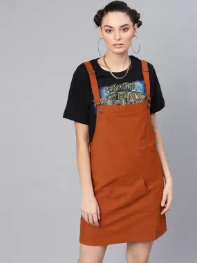 Rust Corduroy Pinafore Dress