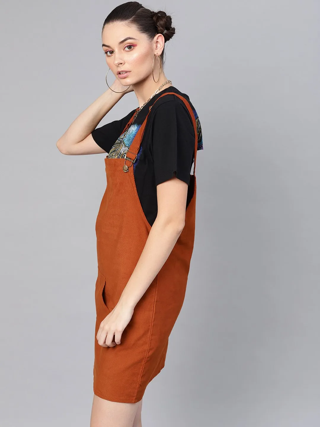 Rust Corduroy Pinafore Dress