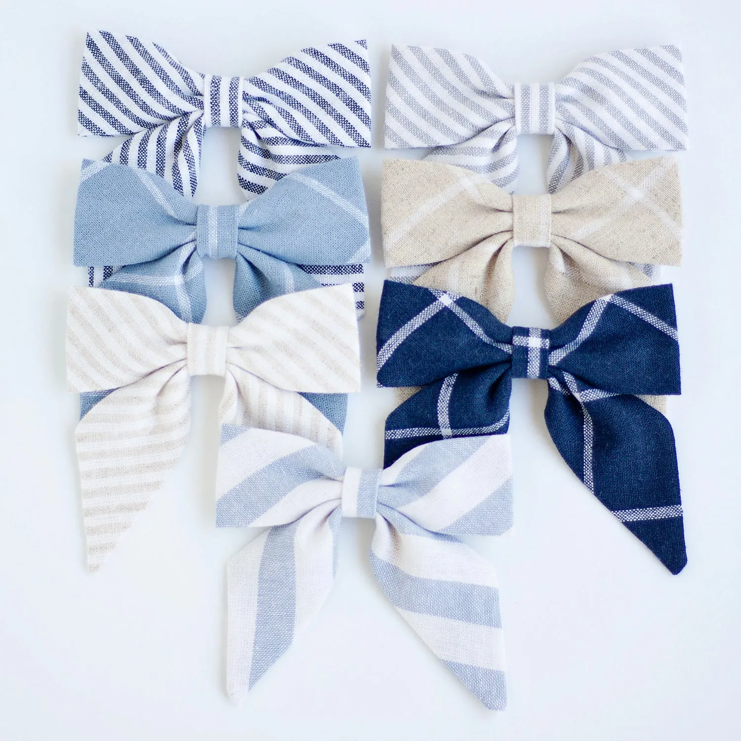 Sailor Bow Clip Or Headband / Natural Linen Stripe