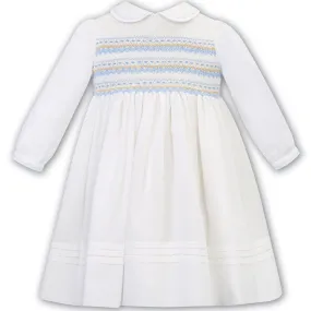 SARAH LOUISE -  Smocked Peter Pan Collar Dress - Ivory