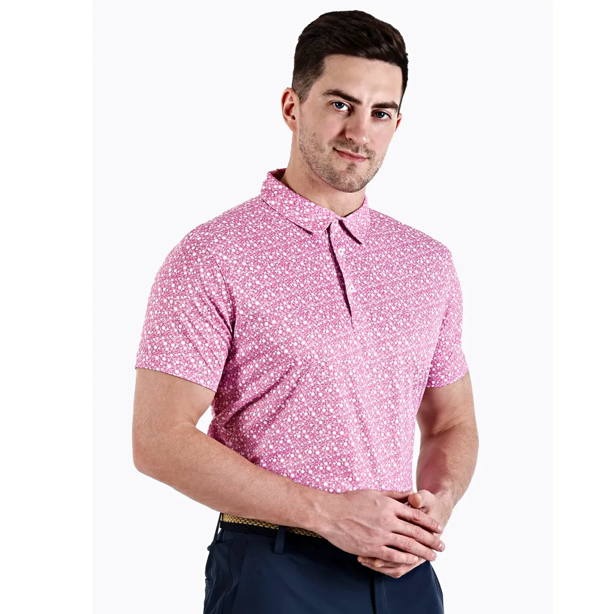 Sidus Men's Pink Printed Golf Polo T Shirt (Indian Size)