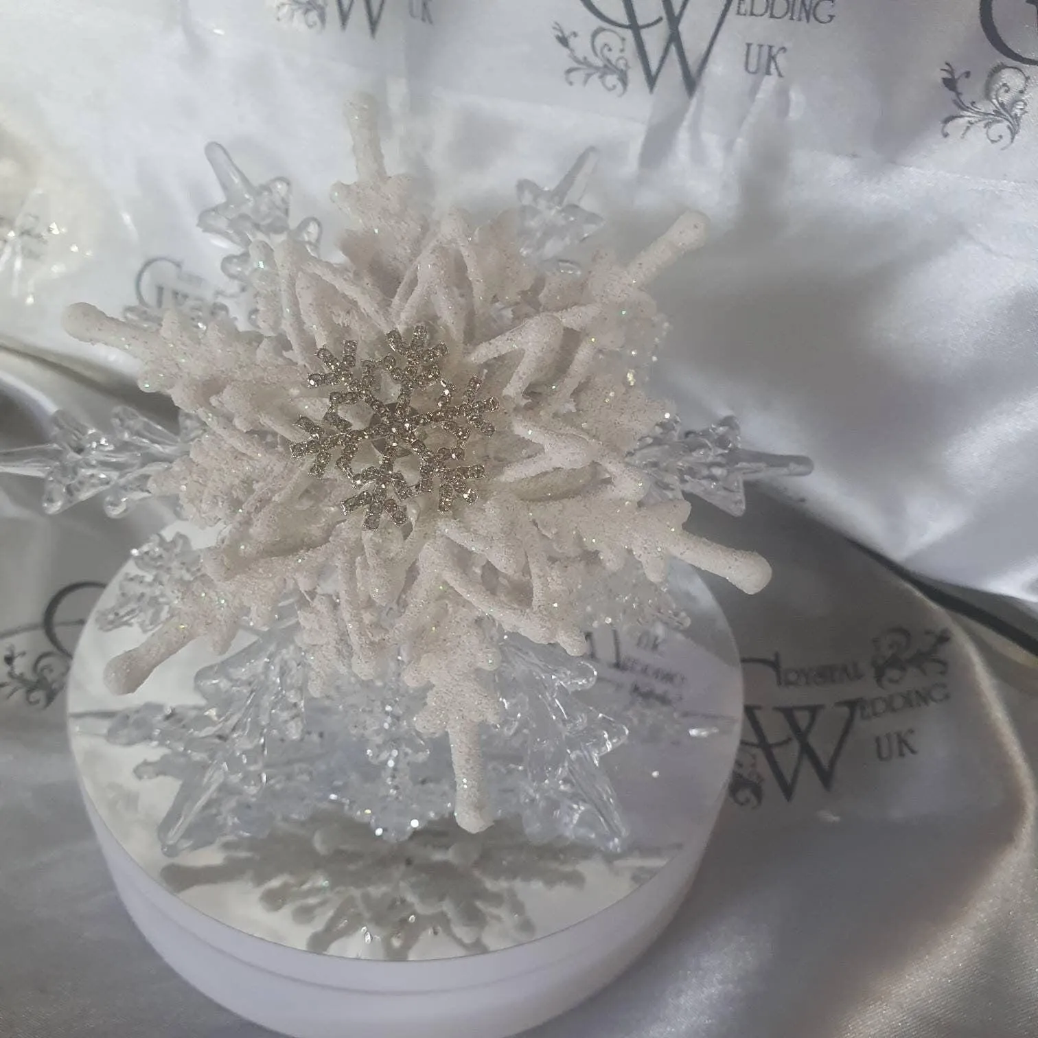 Snowflake bouquet for a Winter wedding for bridesmaid small.6" by Crystal wedding uk