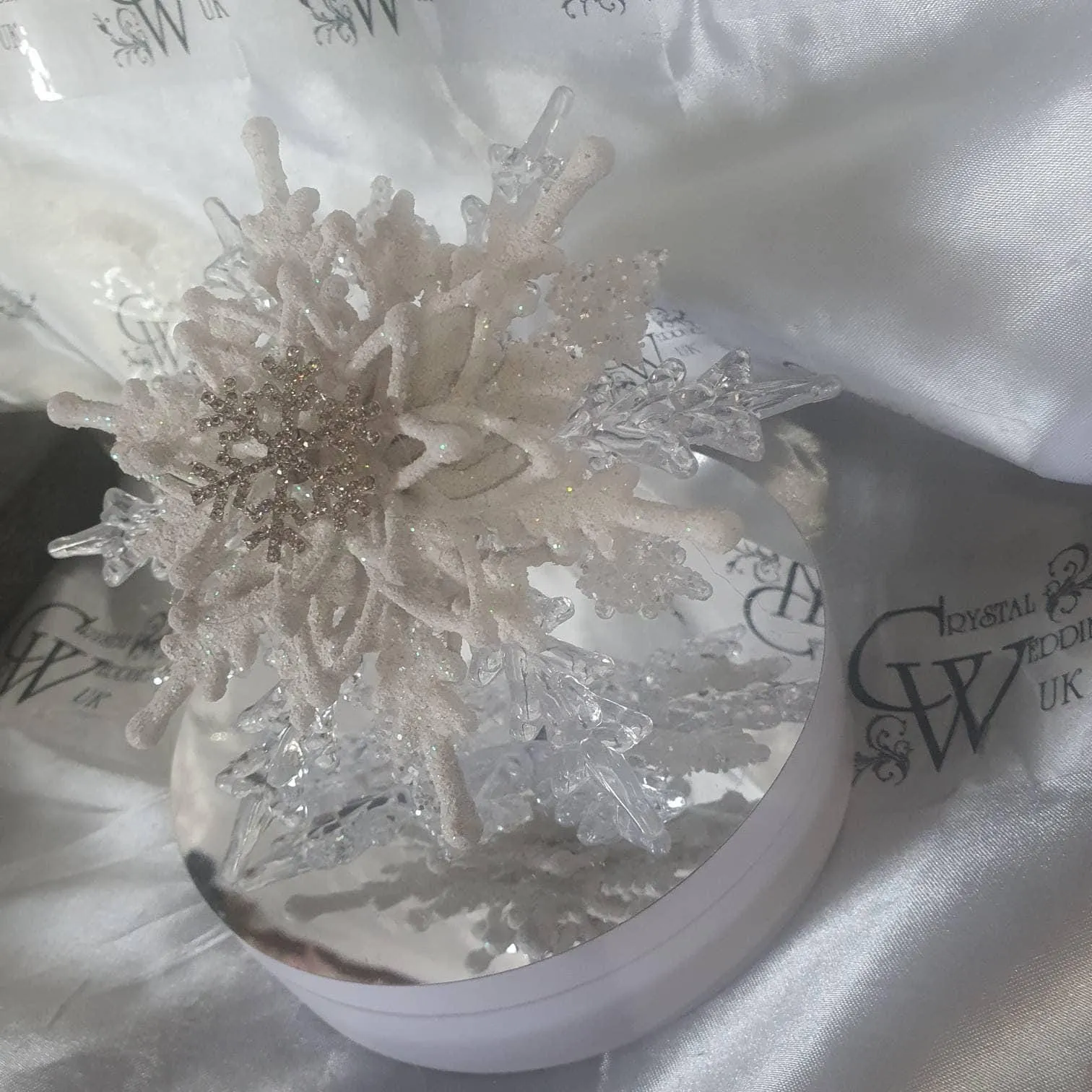 Snowflake bouquet for a Winter wedding for bridesmaid small.6" by Crystal wedding uk