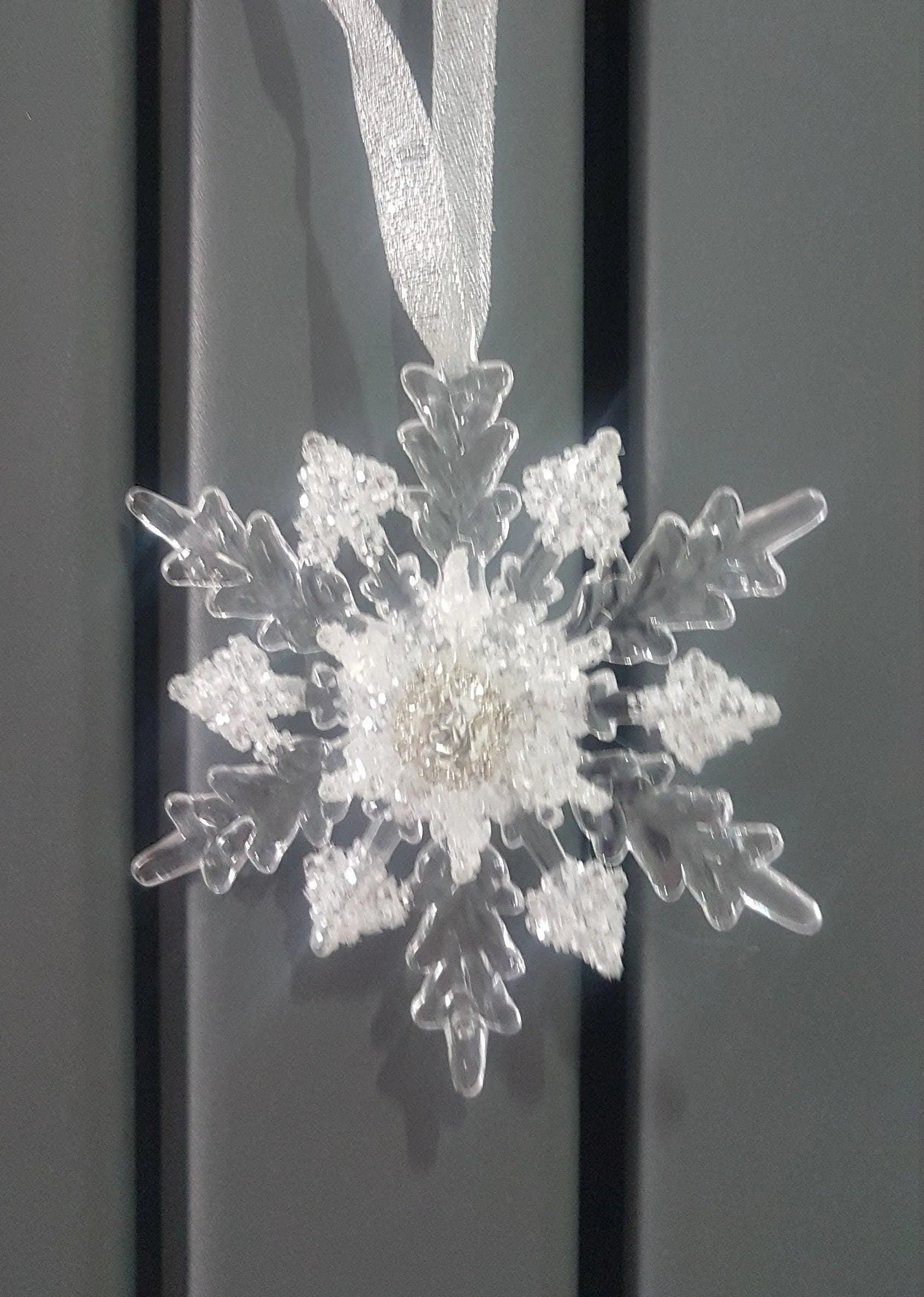 Snowflake hanging bouquet, Winter wedding accessory by Crystal wedding uk