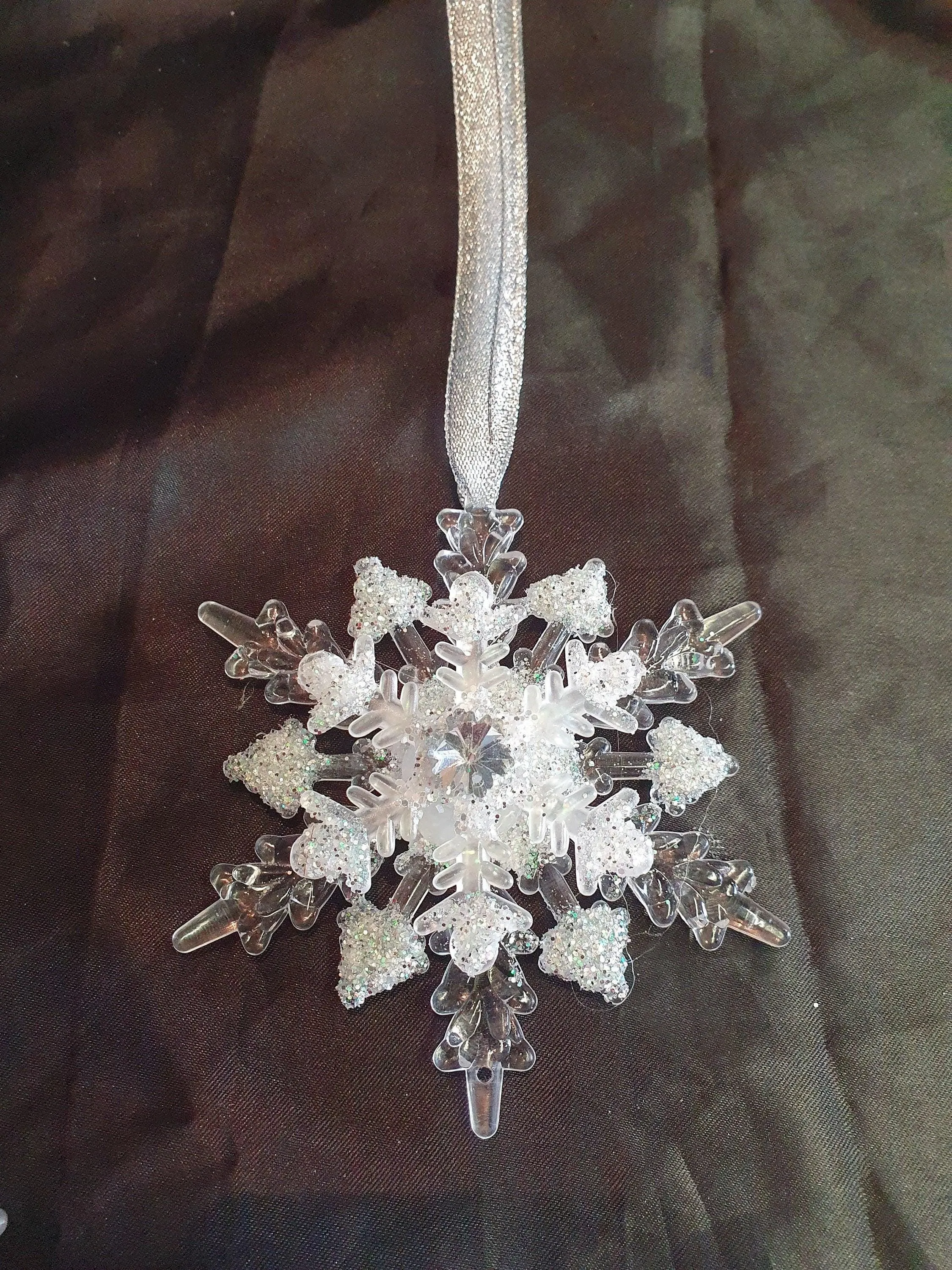 Snowflake hanging bouquet, Winter wedding accessory by Crystal wedding uk