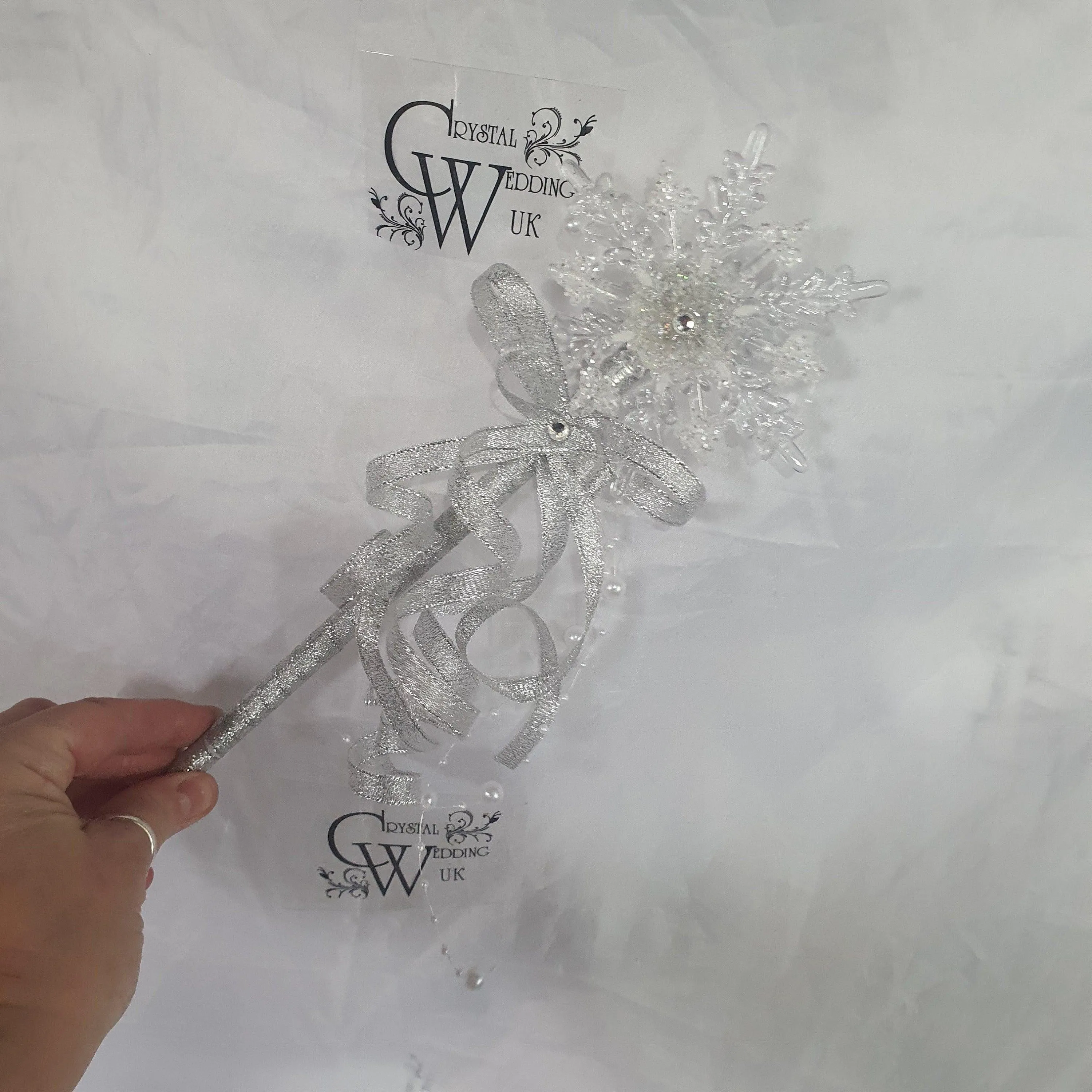 Snowflake wand, flower girl bridesmaid, Winter wedding by Crystal wedding uk