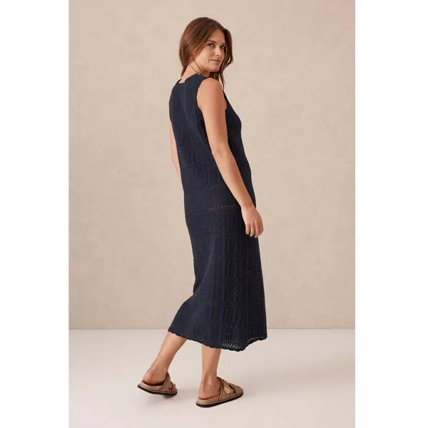 Square Knit Midi Tank Dress - New Navy