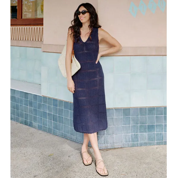 Square Knit Midi Tank Dress - New Navy