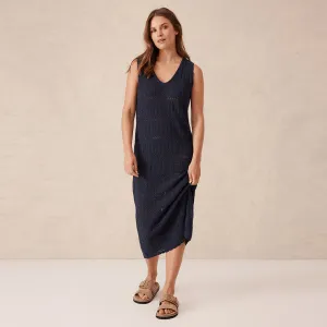 Square Knit Midi Tank Dress - New Navy