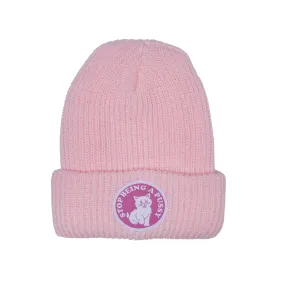 Stop Being A Pussy Ribbed Beanie (Pink)