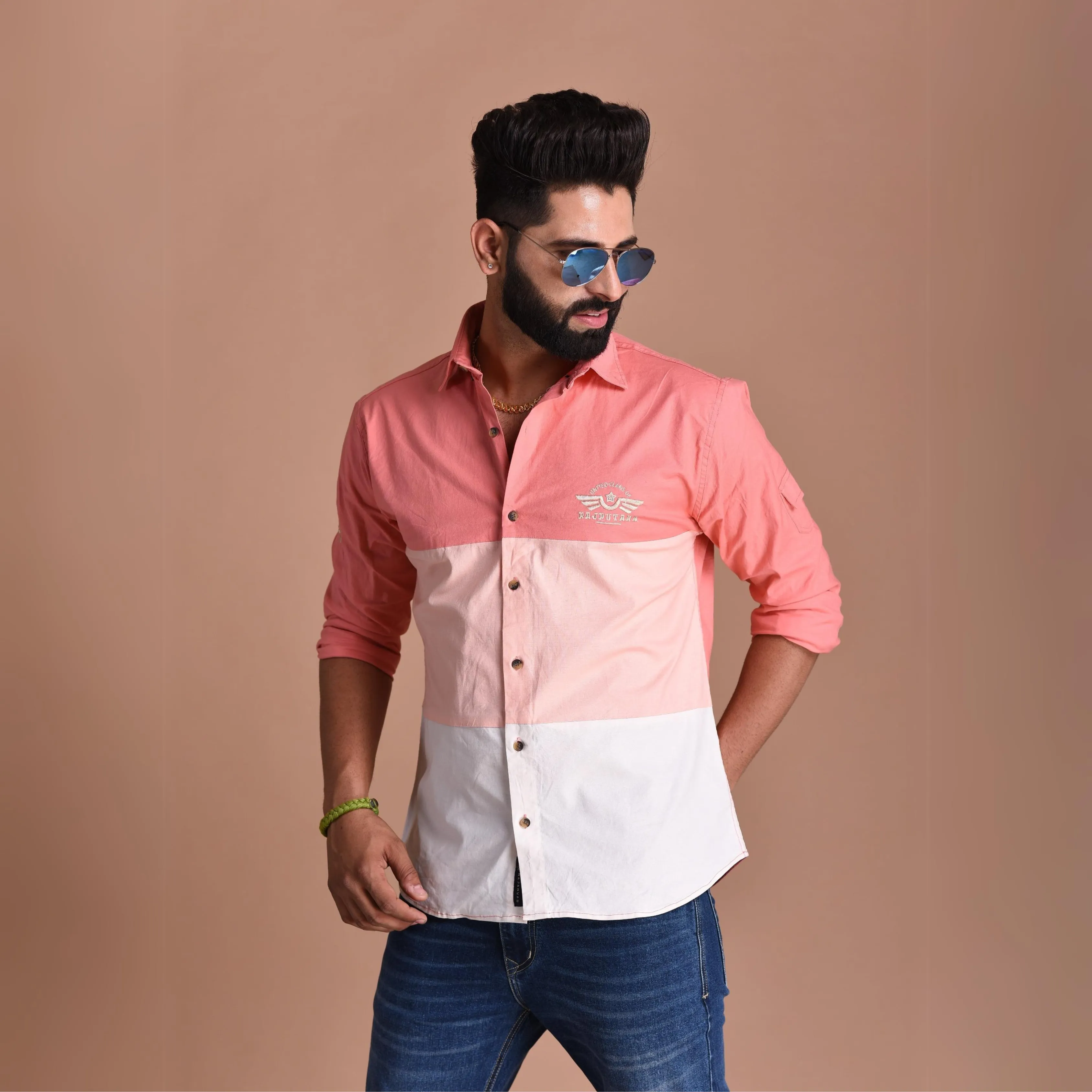 Stretchable 3 Stripe Pink United Clans of Rajputana Shirt