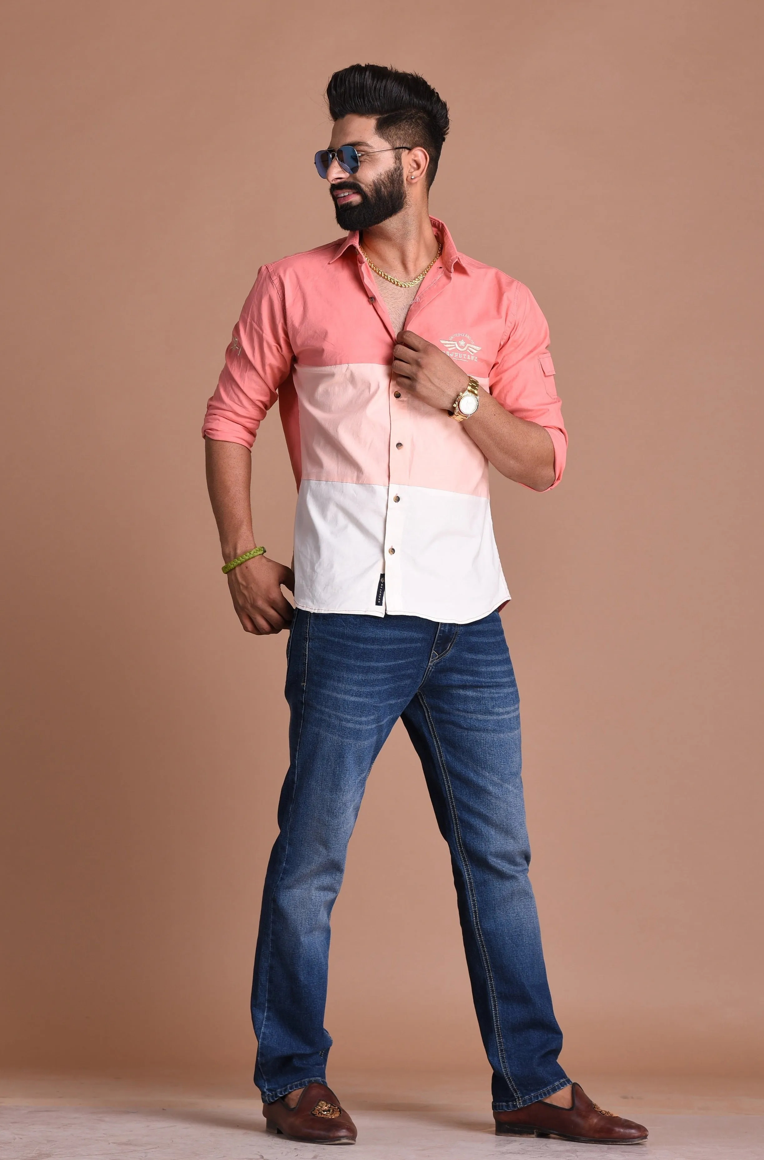 Stretchable 3 Stripe Pink United Clans of Rajputana Shirt