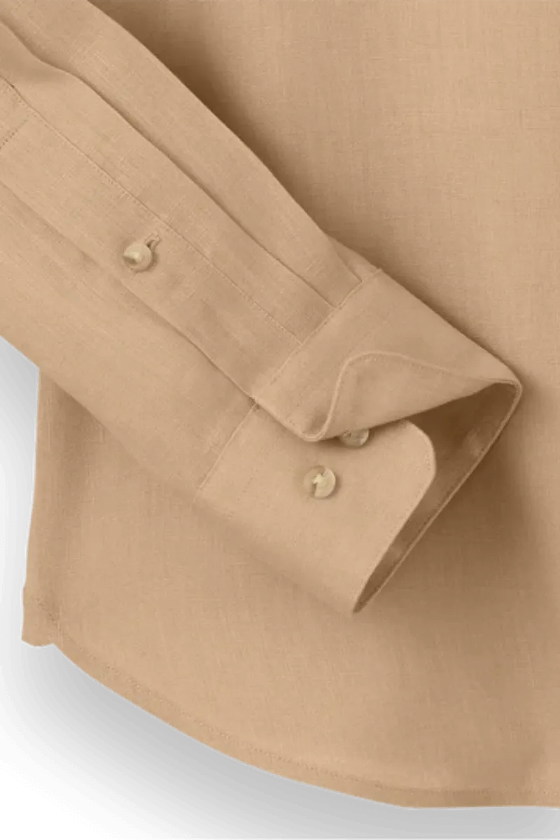 Tan Linen Classic Solid Shirt