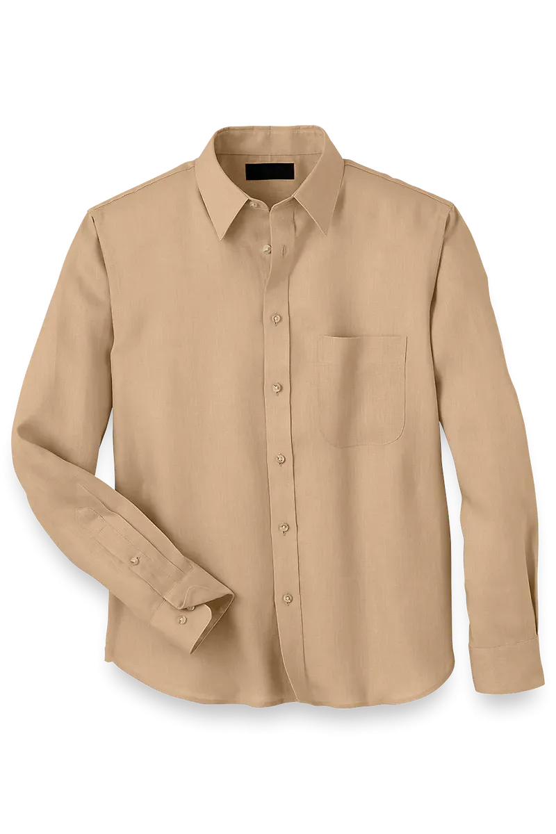 Tan Linen Classic Solid Shirt