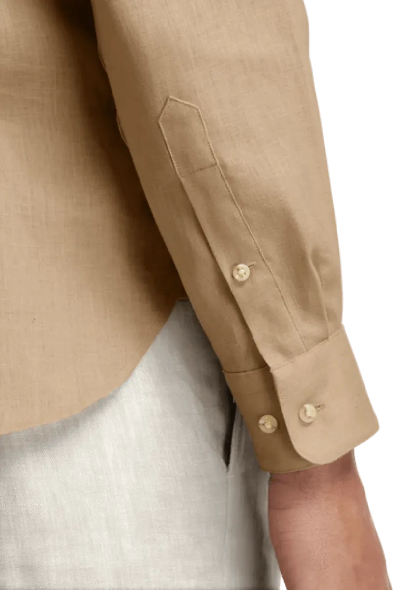 Tan Linen Classic Solid Shirt