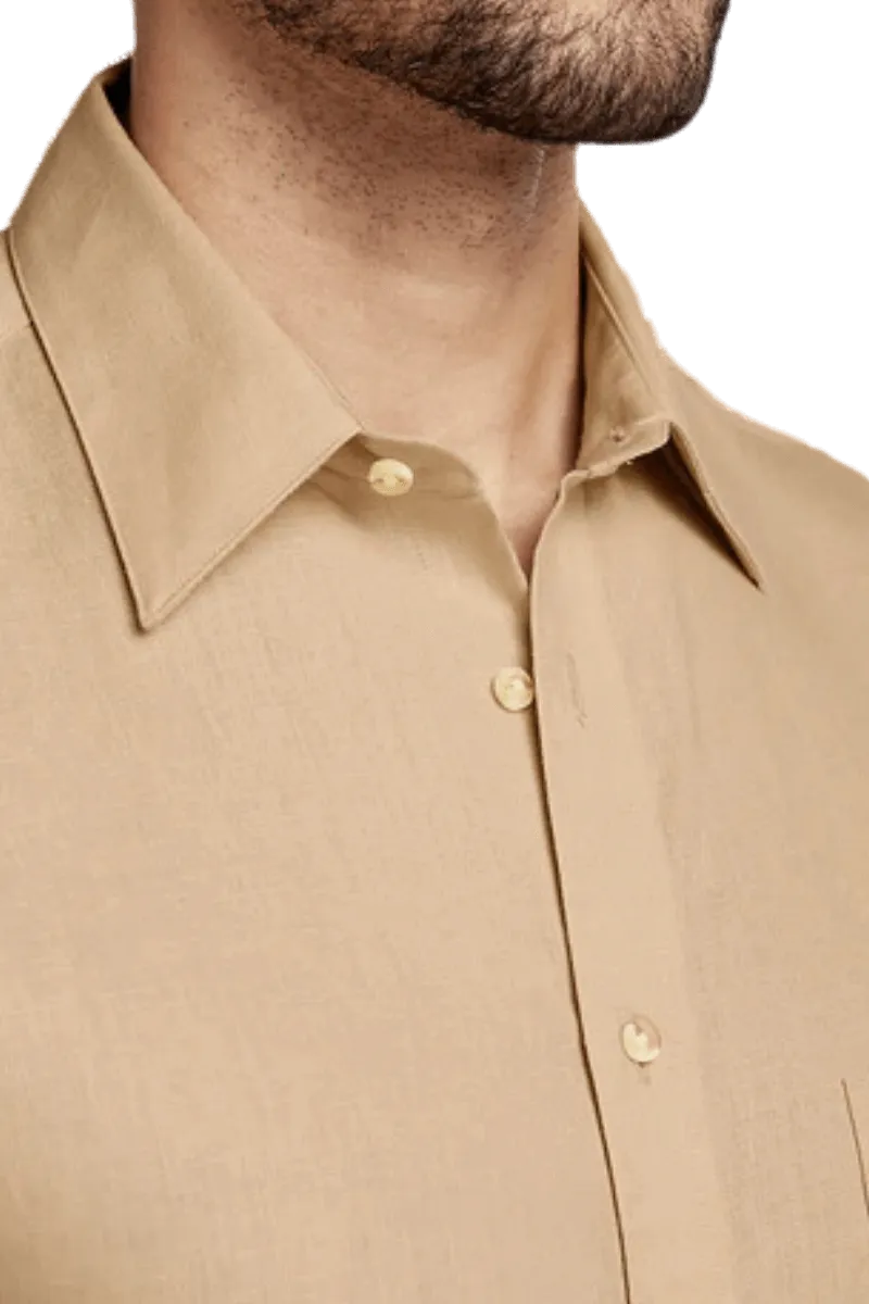 Tan Linen Classic Solid Shirt