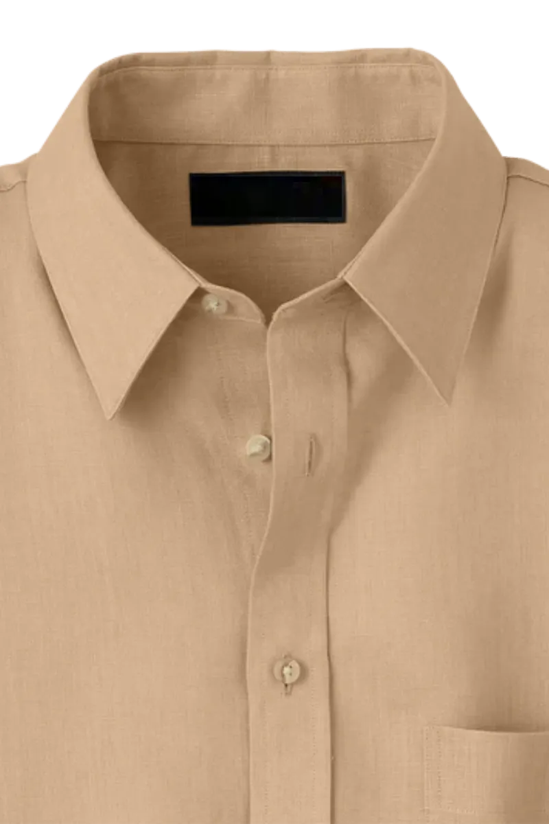 Tan Linen Classic Solid Shirt