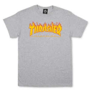 THRASHER FLAME LOGO T-SHIRT GREY