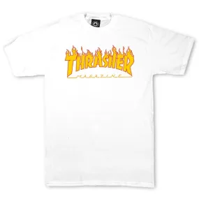 THRASHER FLAME LOGO TEE WHITE