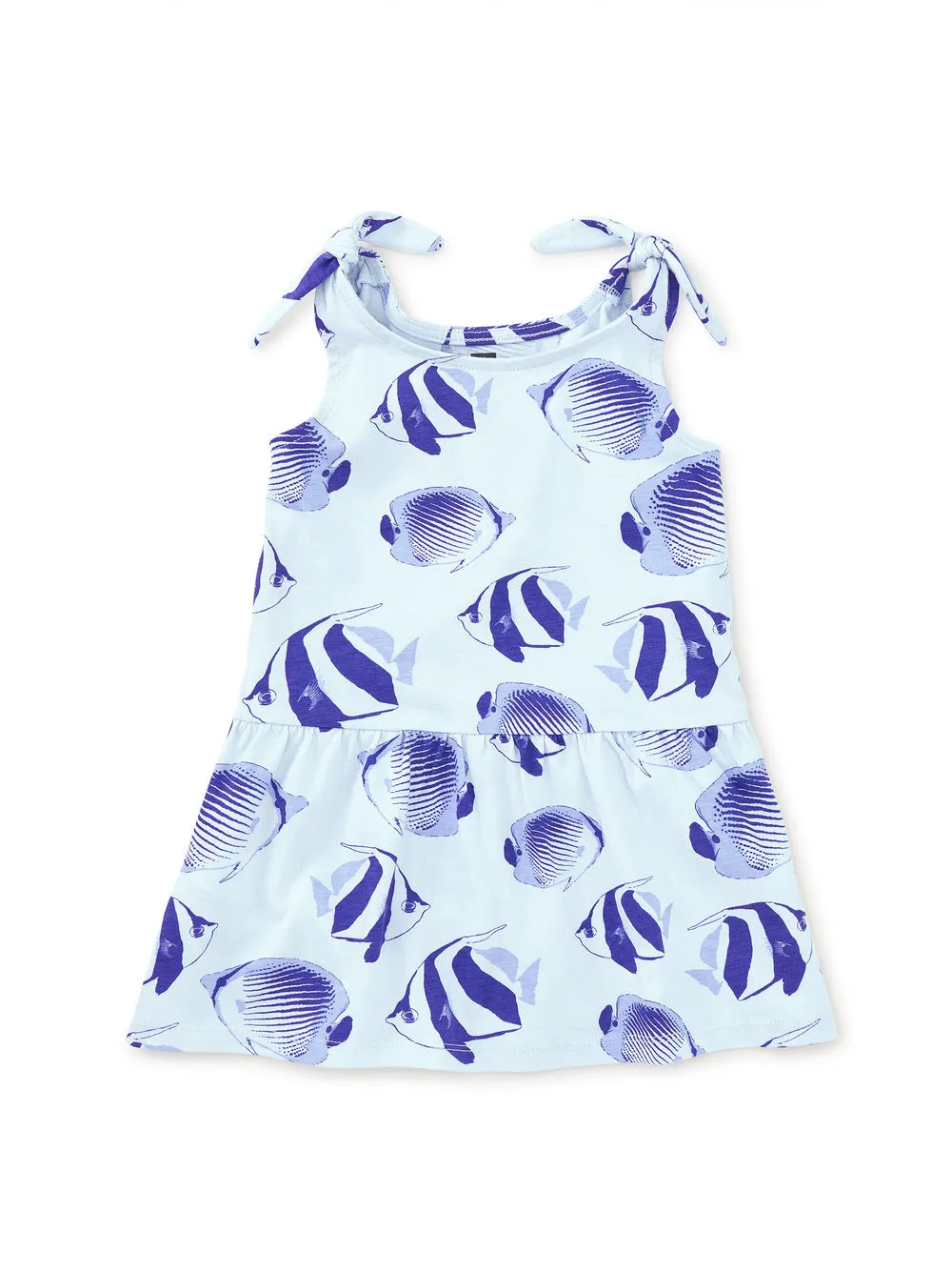 Tie Shoulder Drop Hem Baby Dress - Angelfish