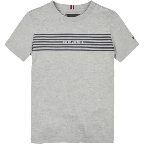 Tommy Hilfiger Light Grey Htr / Navy Stripes Monotype Print Stripe Reg Tee Ss