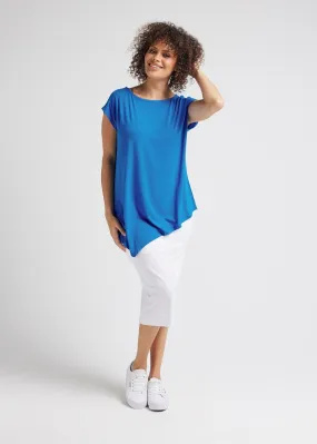 Toni Asymmetrical Bamboo T-Shirt - Cobalt