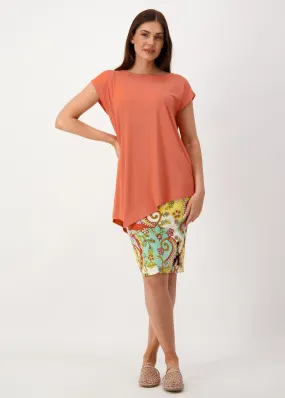 Toni Asymmetrical Bamboo T-Shirt - Coral