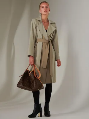 Two Tone Contrast Trench Coat, Khaki