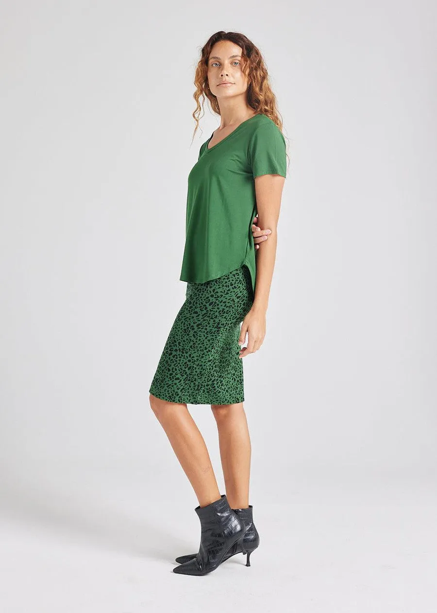 Veronica Bamboo V-Neck T-Shirt - Forest Green