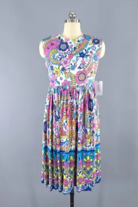 Vintage Mod Pink Floral Print Sundress