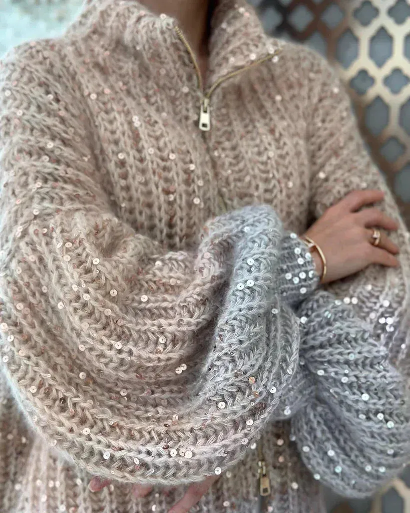 WILLOW™ | THE ELEGANT, GLITTERING SILK CARDIGAN SWEATER