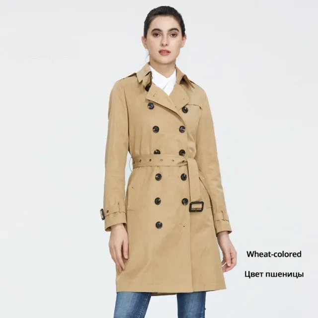 Wjczt Women Autumn lapel windbreaker fashion double breasted women&#39;s trench coat quality women clothing GWF20023D