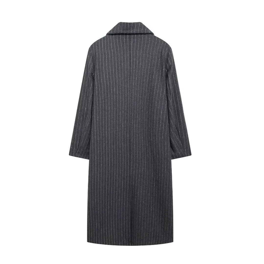 Women Clothing Spring Autumn plus Size Loose Casual Long Striped Knitted Trench Coat Women