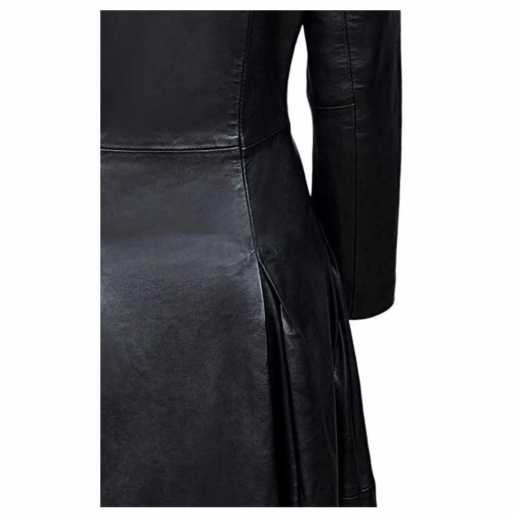 Women Vampire Black Leather Coat