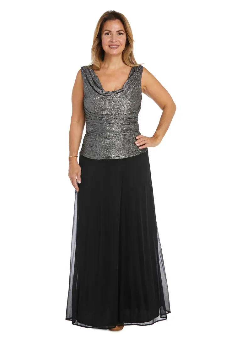 Women's Sleeveless Glitter Knit Chiffon Evening Gown - Mother of the Bride dress