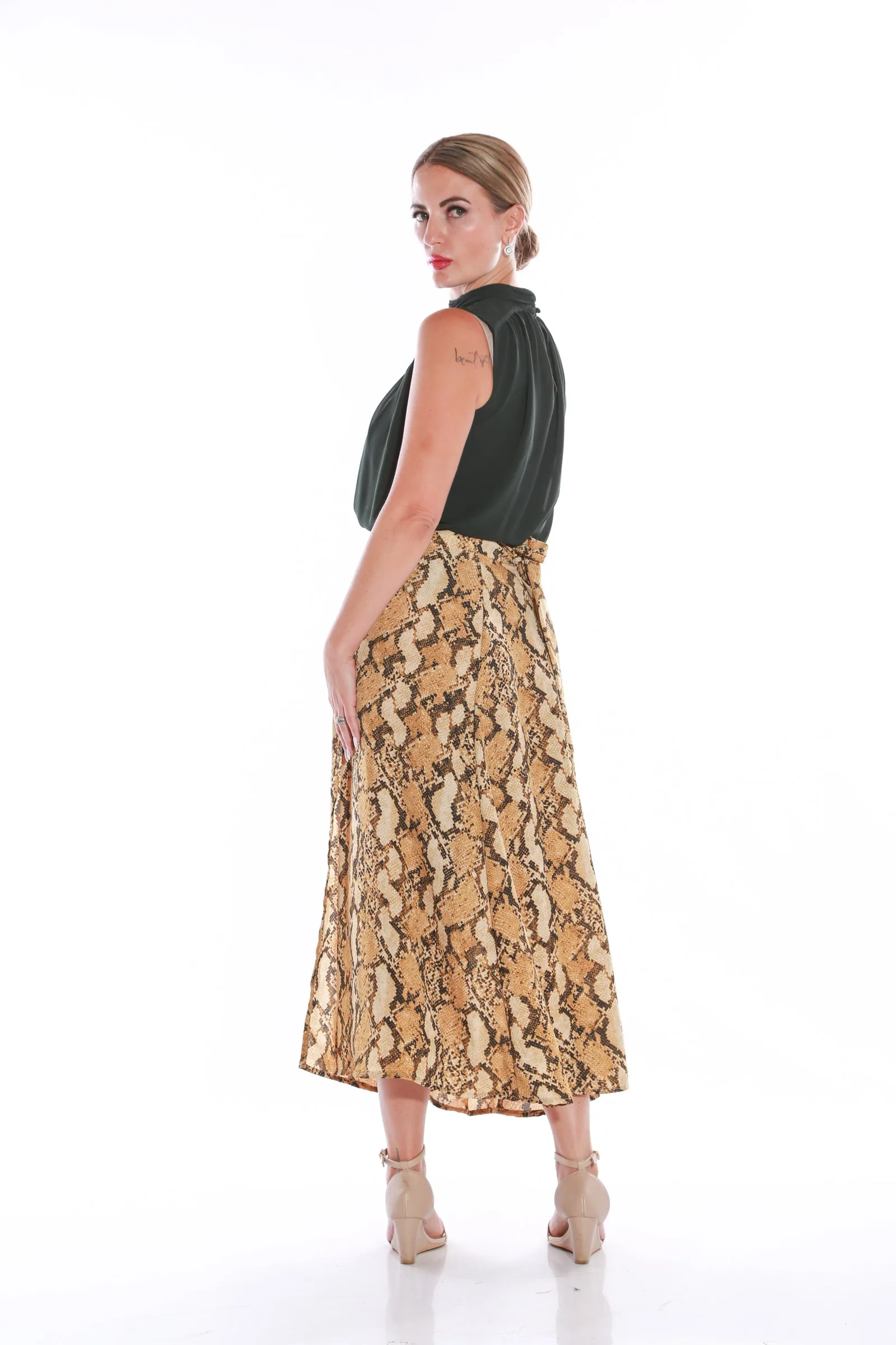 Wrap Midi skirt - Snakeskin