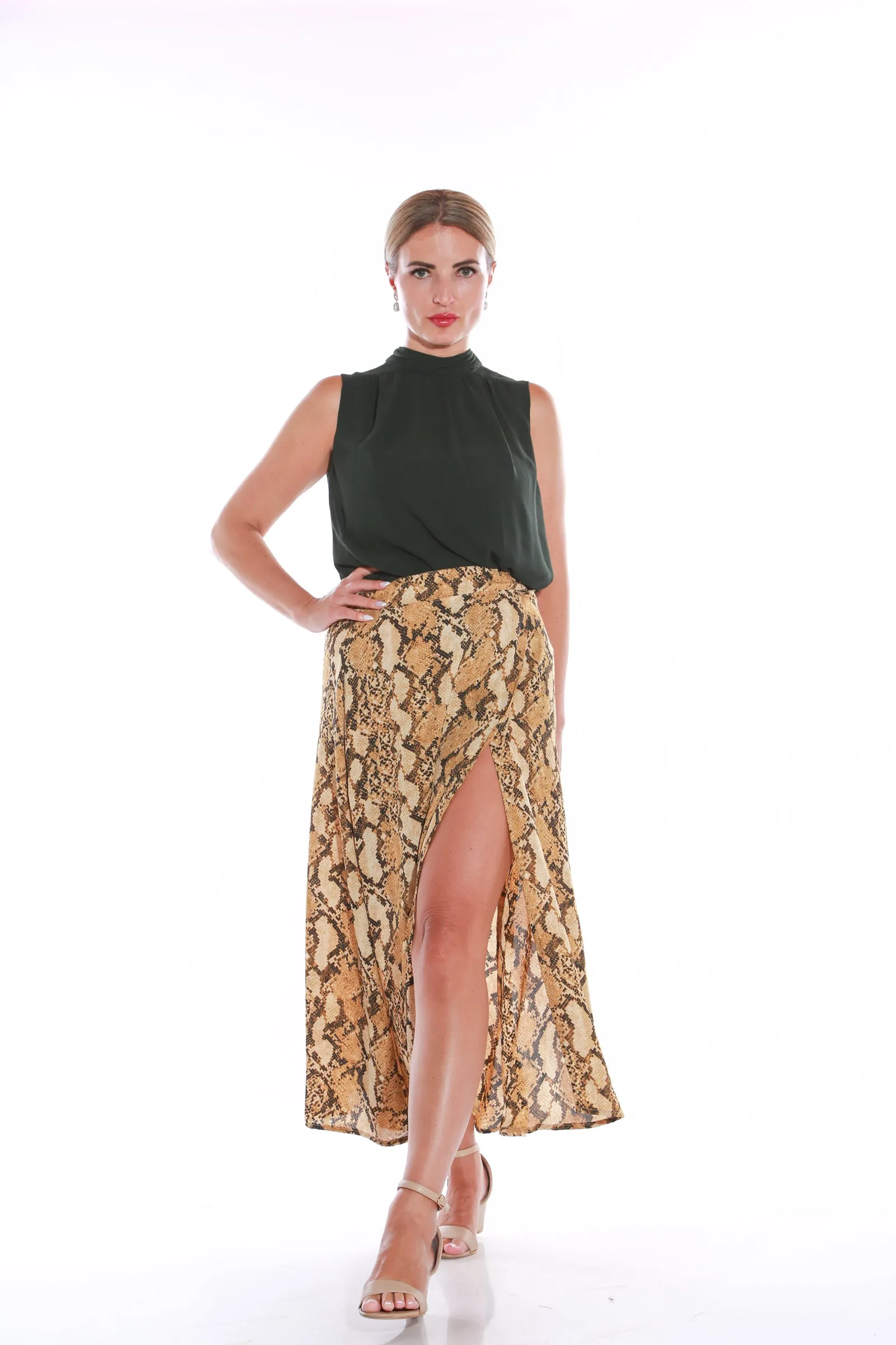 Wrap Midi skirt - Snakeskin