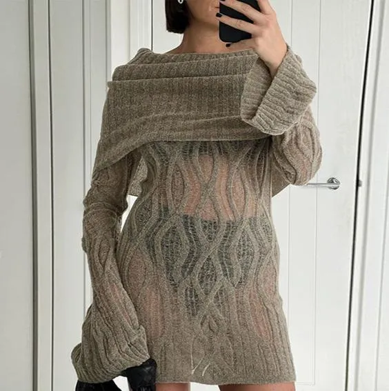 YESMYTOOL  -  Arika Off-Shoulder Knit Dress